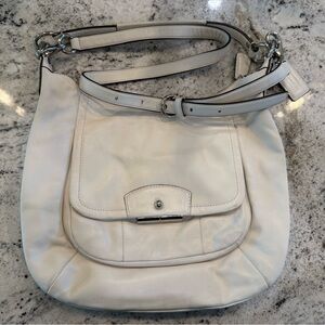 Coach Cream Shoulder Bag with Silver Accents